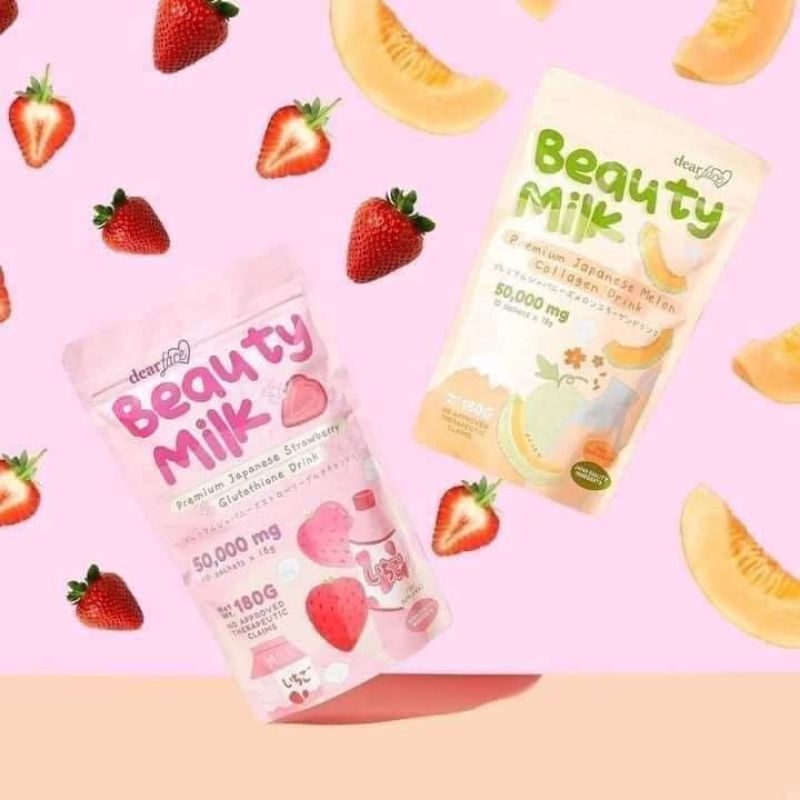 Dear Face Beauty Milk Premium Japanese Melon Strawberry Lychee Collagen