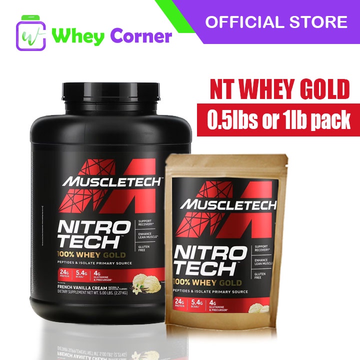 Muscletech Nitrotech Whey Gold 0.5lb and 1lb