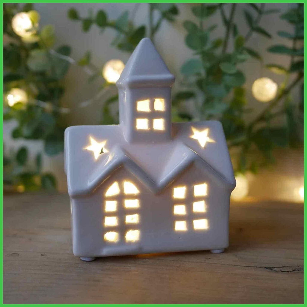 White Christmas Village Houses LED Lighted Christmas Indoor Village