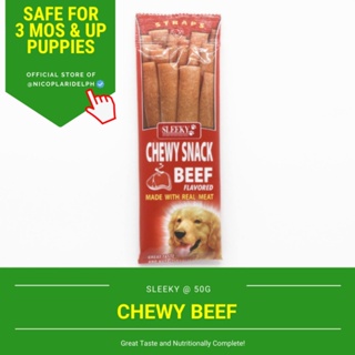 Sleeky Beef Strap Chewy Snack for a Great Tasting and Nutritionally Complete Treat for Dogs (50g) i!