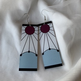 Tanjiro hanafuda earrings demon slayer handmade anime earring #1