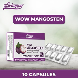❊Wowhappy Wow Mangosteen Xanthone 500mg  Capsules - Antioxidant & Immunity Booster - 10 caps✰