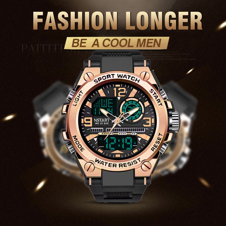 NSTART Shock Proof GST8600 GST 8600 Sports Digital Men Watch Green Red Gold Black