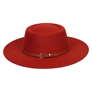 Ladies Wool Fedora Hats For Women Men Red Hat Luxury  Church Panama Bump Cap Fedora Hats With Brown Belt Wholesale 2022 #5