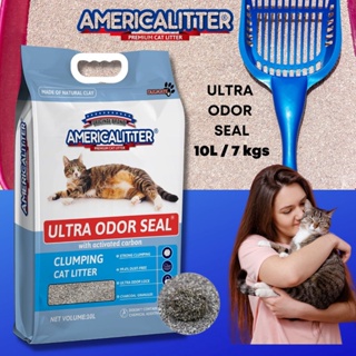 AmericaLitter cat litter sand 10L  Ultra Odor seal Clumping cat litter sand 10L Ultra Premium litter