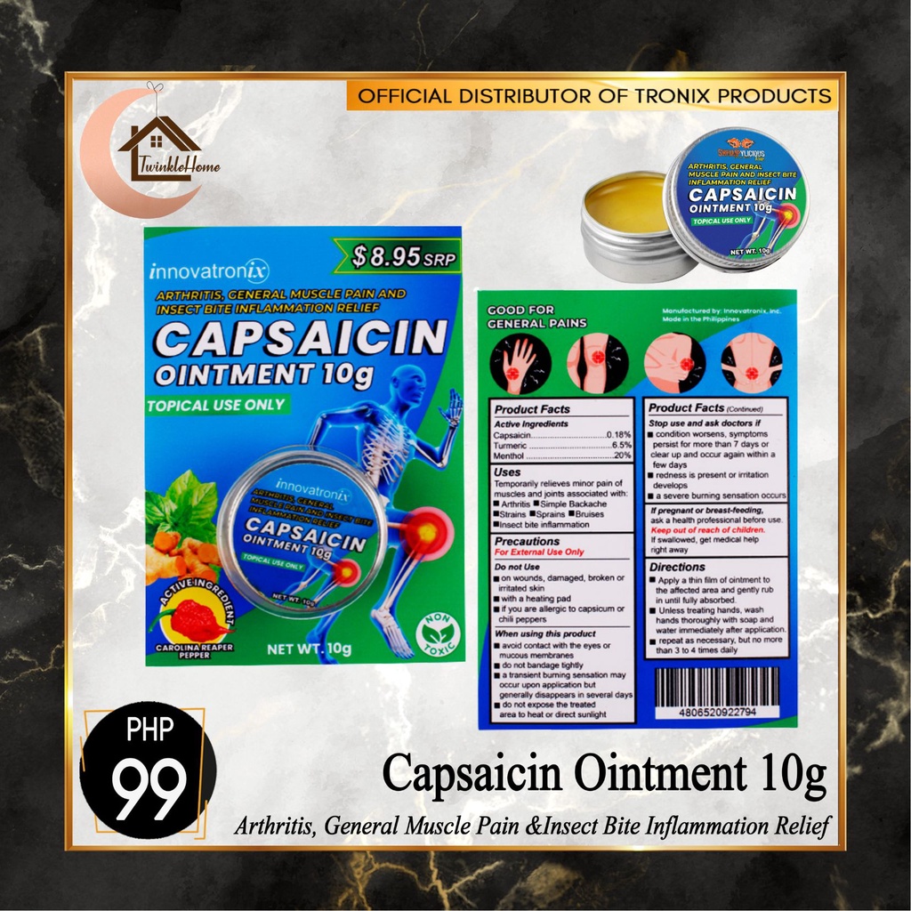 Twinklehome Capsaicin Ointment10g All Natural Pain Relief Ointment with Capsaicin/Pain Relief