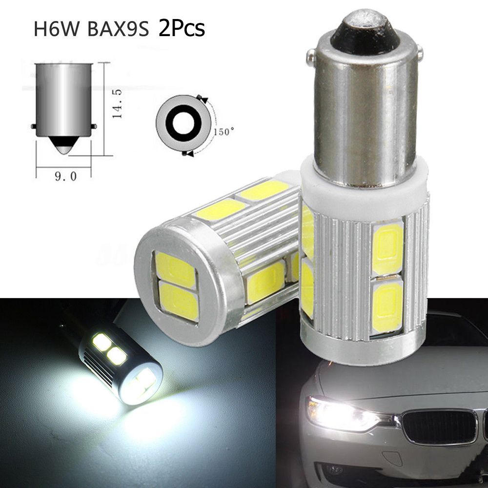 ¤❡☋2Pcs New Auto Lamp Bulb LED Light Car Sidelight BAX9S H6W 10 SMD White DC 12V For BMW 3 Series F3 #7