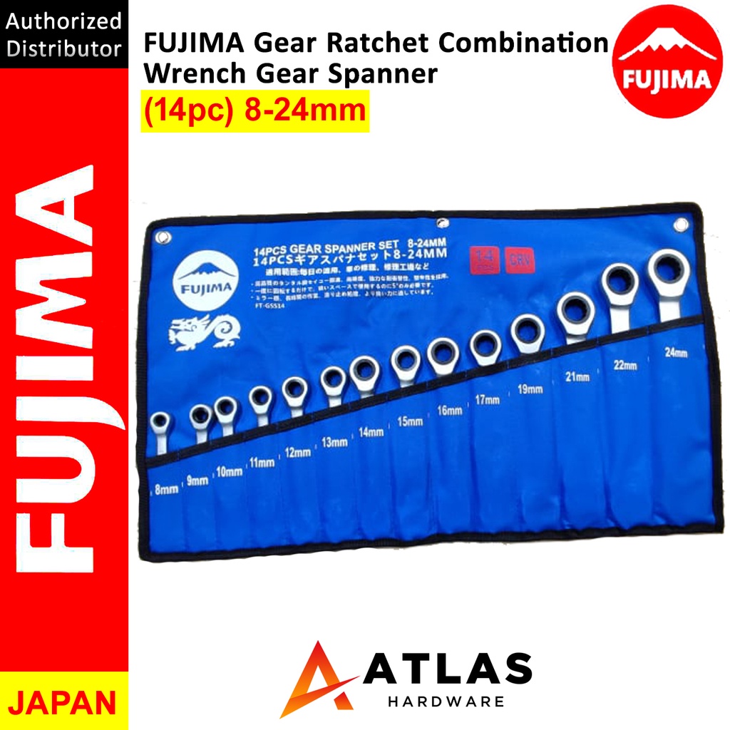 FUJIMA Gear Ratchet Combination Wrench Gear Spanner Set 824mm CrV