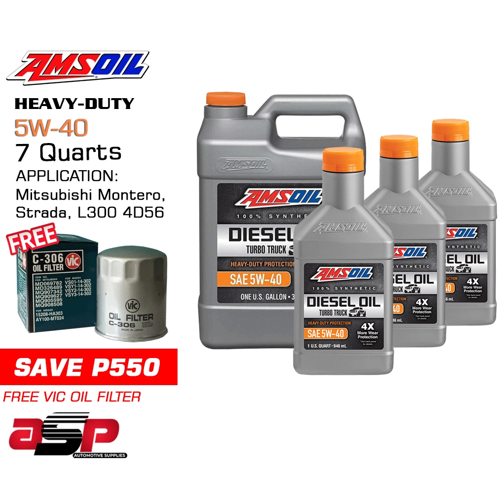 AMSOIL HeavyDuty Synthetic Diesel Engine Oil 5W40 7 Quarts Change oil