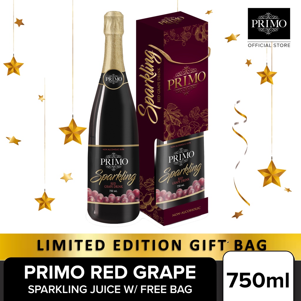 PRIMO Red Grape Sparkling Juice 750ml with Gift Bag Shopee Philippines
