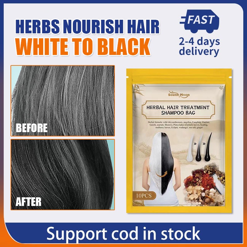 Natural herbal Herbal hair treatment shampoo bag Hair loss growth white  hair turn black treatment | Shopee Philippines