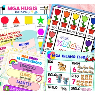 Tagalog Chart ,Kulay, Hugis, Bilang, Bahagi ng katawan, Buwan sa isang ...