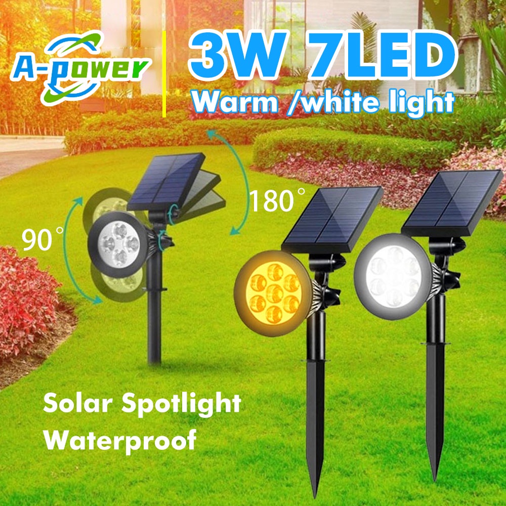 Solar Spotlight 7 LED Waterproof Lamp Garden Yard Light Lawn Camping Outdoor Landscape Lights