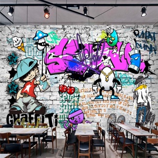 ◇Custom Mural 3d Wallpaper Fashion Style Trend Street Art Graffiti Brick Wall Background Wall Livi #3