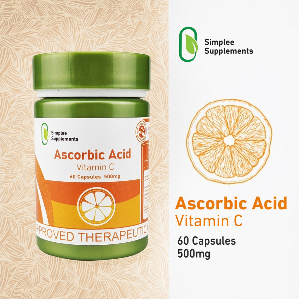 Simplee Ascorbic Acid – 500mg | 60 Capsules – Supports Immune Health, Skin Brightness & Defense — view 3