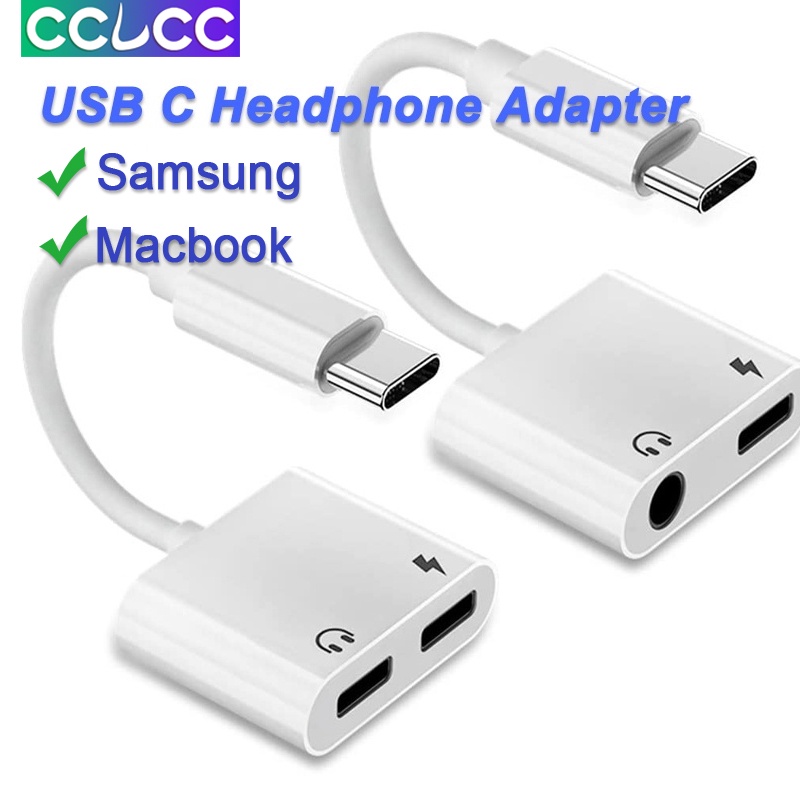 CCLCC USB C to 3.5mm Headphone and Charger Adapter, 2 in 1 USB C to Aux
