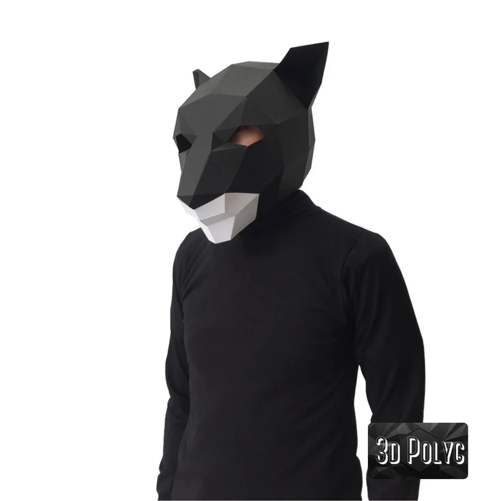 Panther mask template paper mask, papercraft mask, masks, 3d mask, low poly mask, 3d paper