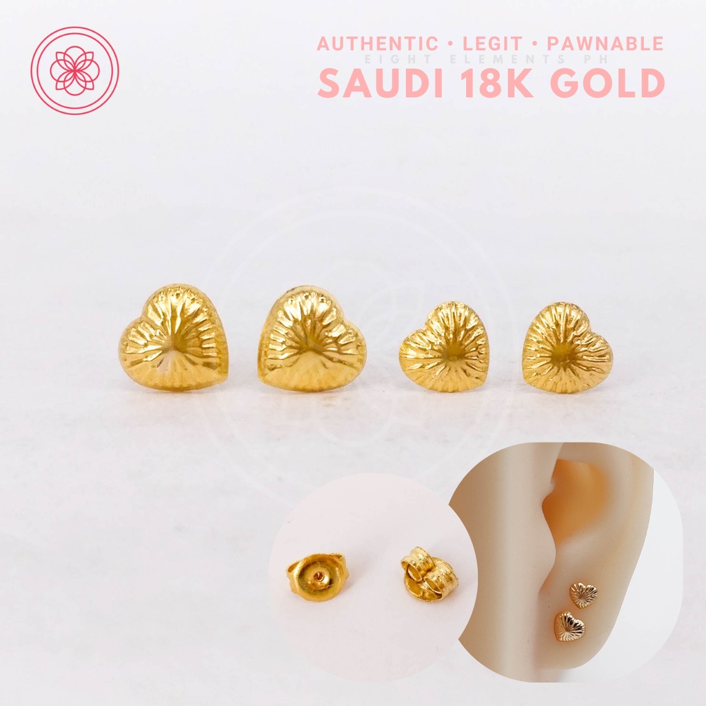 COD PAWNABLE 18k Earrings Legit Original Pure Saudi Gold Dotted Heart ...