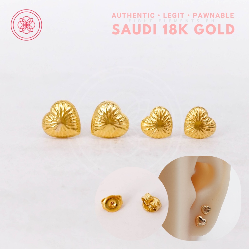 COD PAWNABLE 18k Earrings Legit Original Pure Saudi Gold Dotted Heart