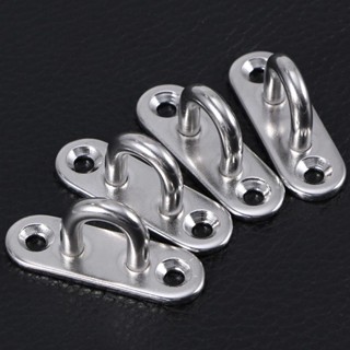 ▤△₪5Pcs Stainless Steel Oblong Pad U Shape Eye Plate D Design Screw Wall Mount Hook Metal Staple Rin #4