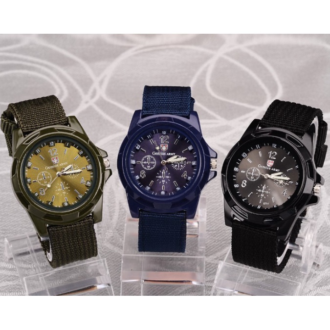 ▥▲SESE Gemius Military Analog Watch Unisex fashion Canvas Waterproof Watch Canvas-belt StrapWaterpro