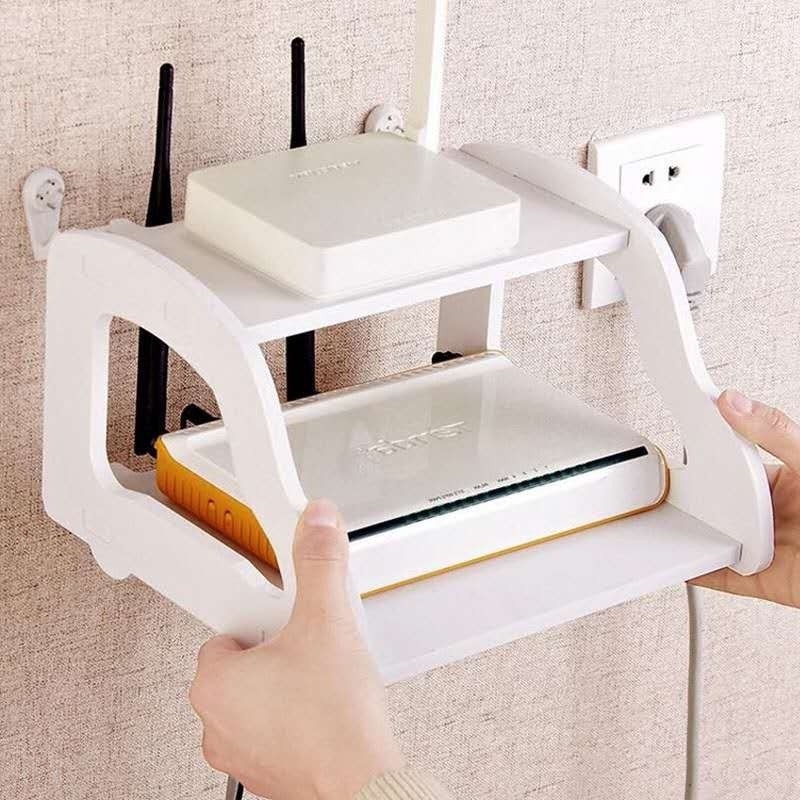 Wooden Wall Mounted Wifi Router Shelf Set-Top Box Bracket Storage Box ...