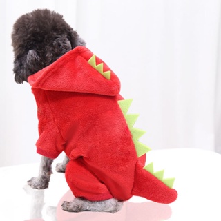 （New）☏◈✒Dinosaur Thicken Funny Pet Dog Clothes Winter Warm Dog Pet Clothing Hoodies Sweatshirt for S