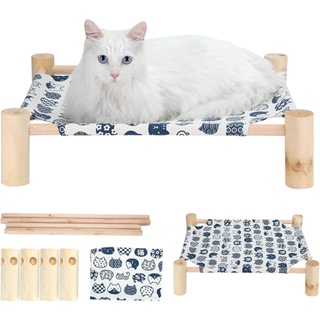 Pet Dog Cat Hammock Bed Summer Cool Hanging Mat Bed Washable Detachable Wooden Camp Bed #1