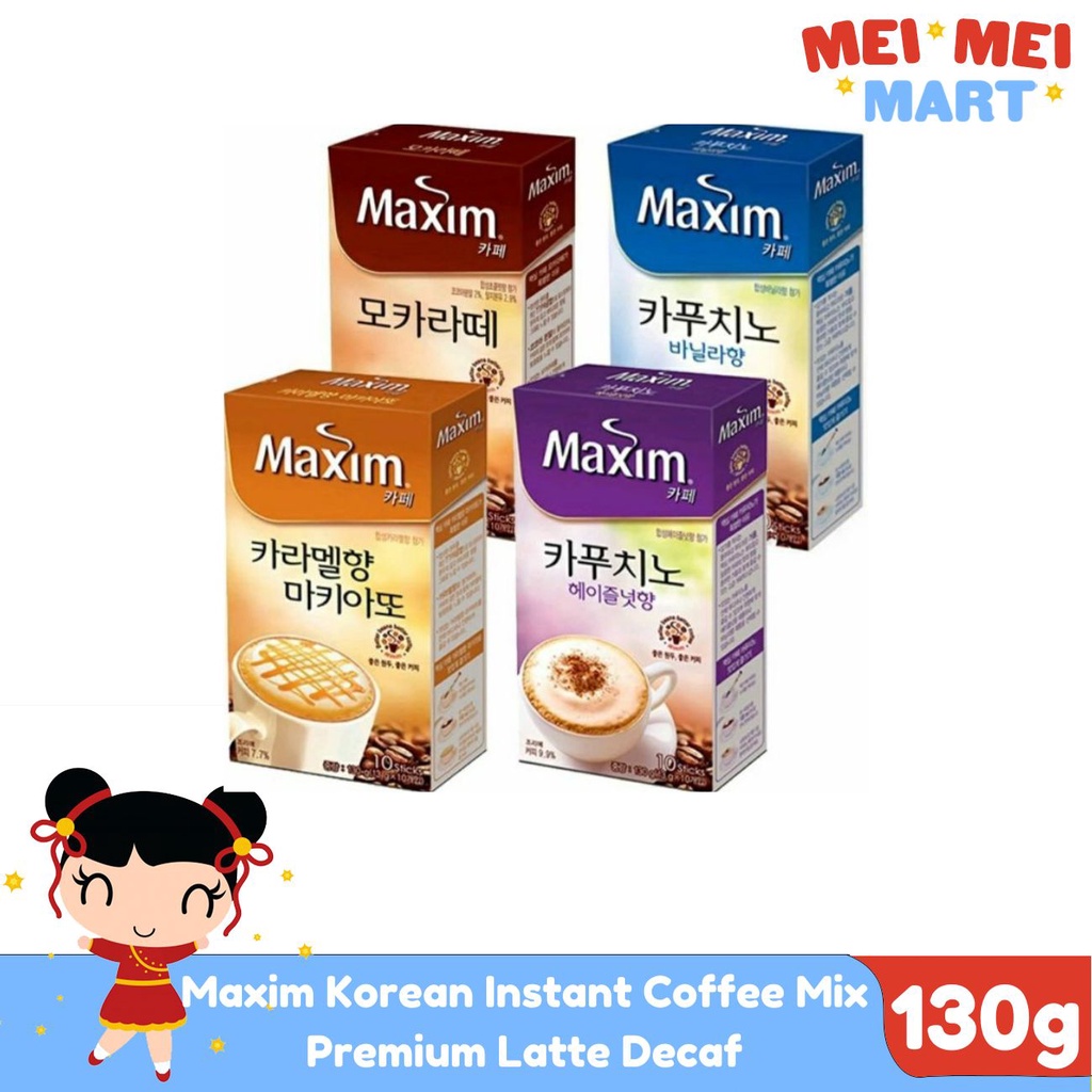Maxim Cafe Coffee Mix 130g 10T (Cappuccino Vanilla, Hazelnut, Mocha
