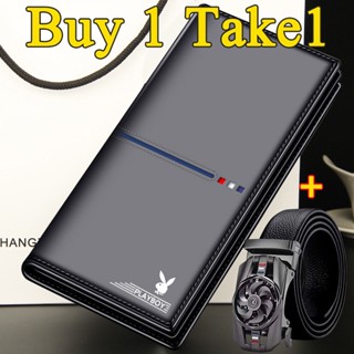 playboy Men long Wallet leather belt men's gift set