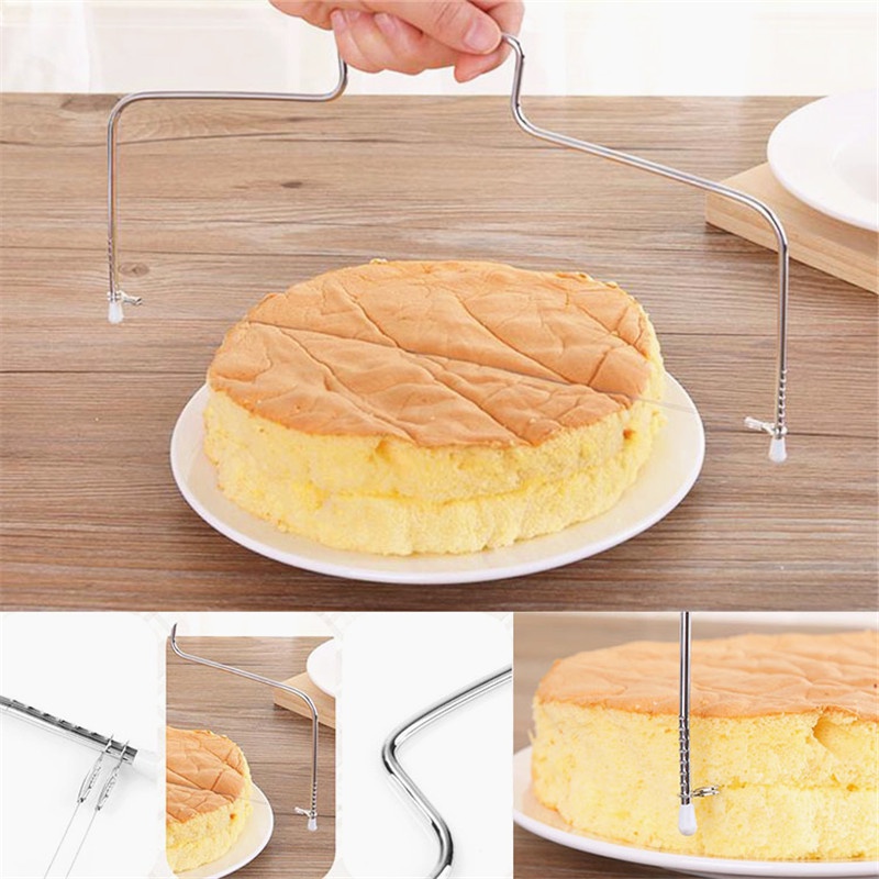 △Stainless Steel Adjustable 2-Wire Dual-Layers Cake Cutter Slicer Cake Cutting Machine Biscuit Cutt