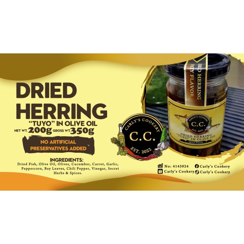 CC Dried Herring "Tuyo" in Olive Oil (350g gwt.) Shopee Philippines