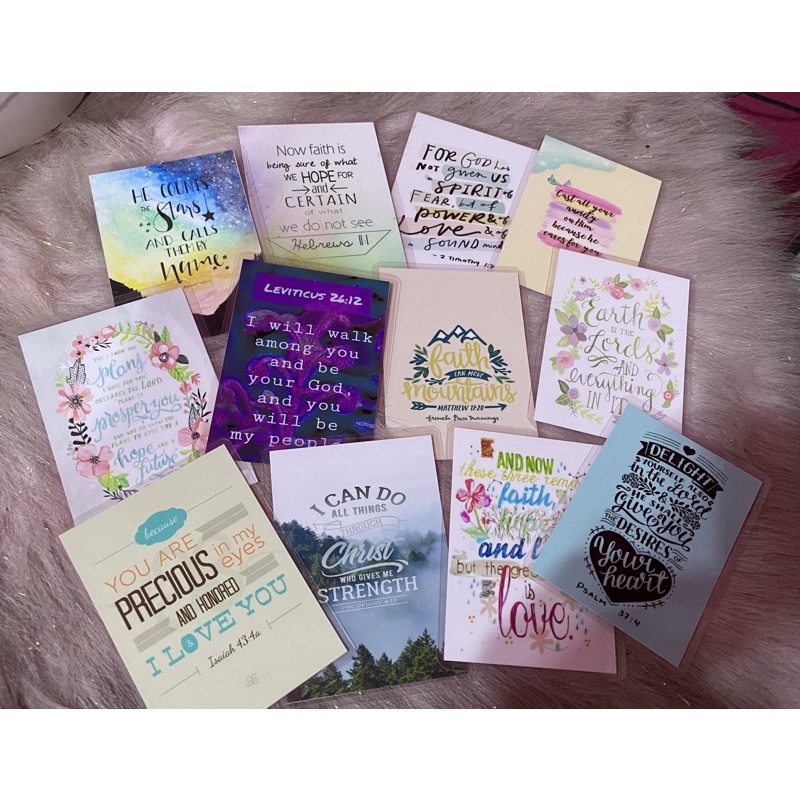 12 pcs. Laminated Bible Verse / Motivational Inspirational Quotes