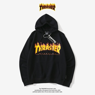 Hiphoppie Thrasher Flame Alphabet US Casual Fashion Hoodies jacket Unisex couplles hooded #3