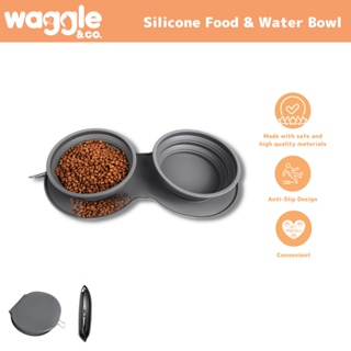 Waggle & Co. Silicone Pet Portable Food & Water Bowl / Pet Feeding