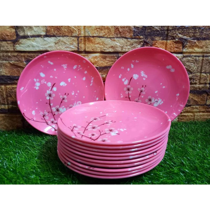 Quality Melamine Plates Pink 12pcs.(8inches) Shopee Philippines