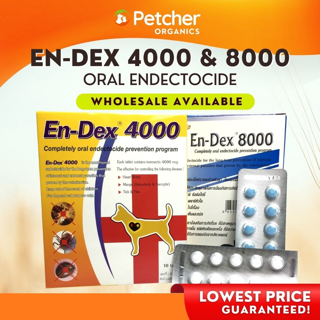 Petcher EnDex Endex 4000 & 8000 for Dogs and Cats Anti Ticks, Fleas