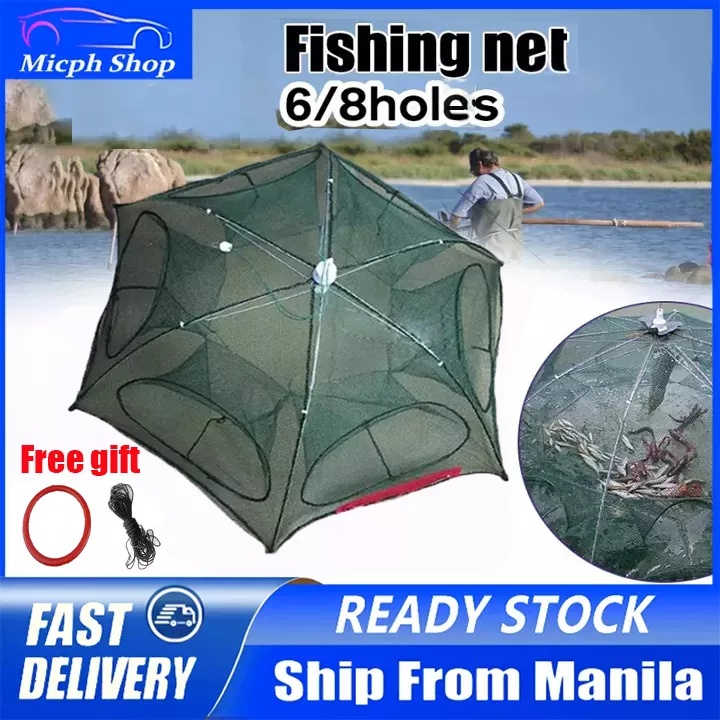 Portable Automatic Folding Umbrella Trap Type Fishing Net Nylon Crab