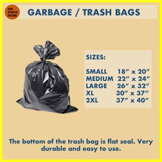 SUPERB Garbage / Trash Bag Rolled Sizes S / M / L / XL / 2XL (BLACK ...