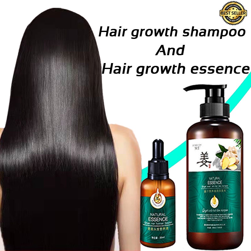 YANJIAYI 500ml Ginger Hair Grower Shampoo+30ML Minoxidil Fast Hair ...