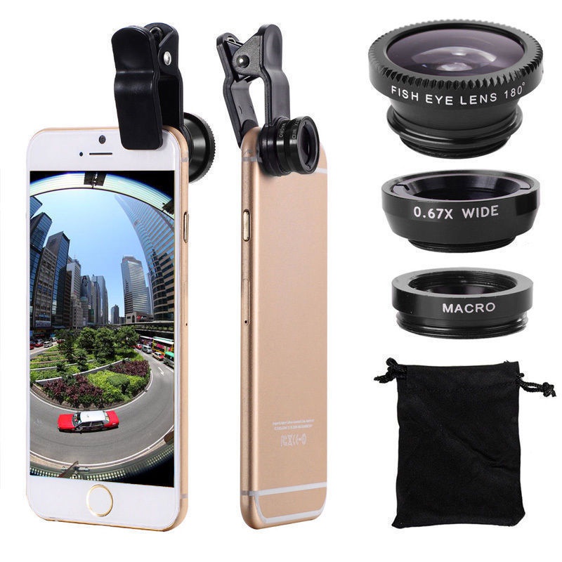 Universal Slr Mobile Phone Lens External Wide-Angle Macro Fisheye Three ...