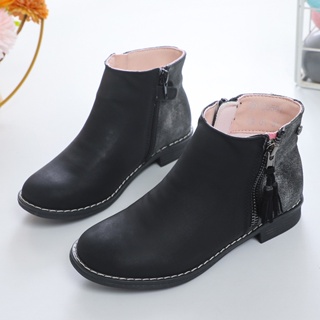 Fashion ankle boots for kids girls rubber zip boot for kids girls size26-36