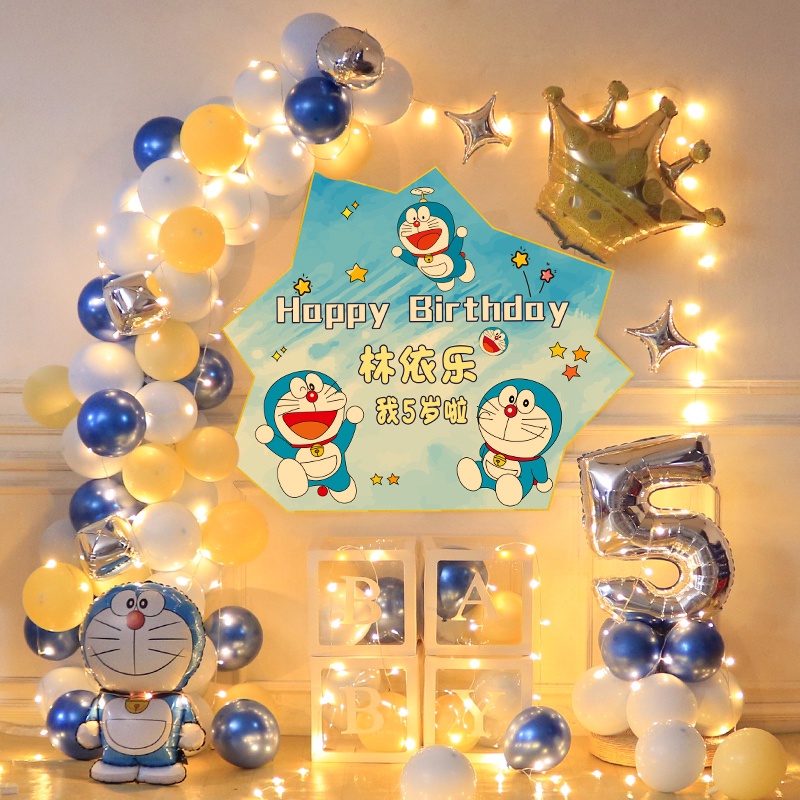 47 Pieces Doraemon Themed Balloon Set Doraemon Foil Balloon Marca Latex