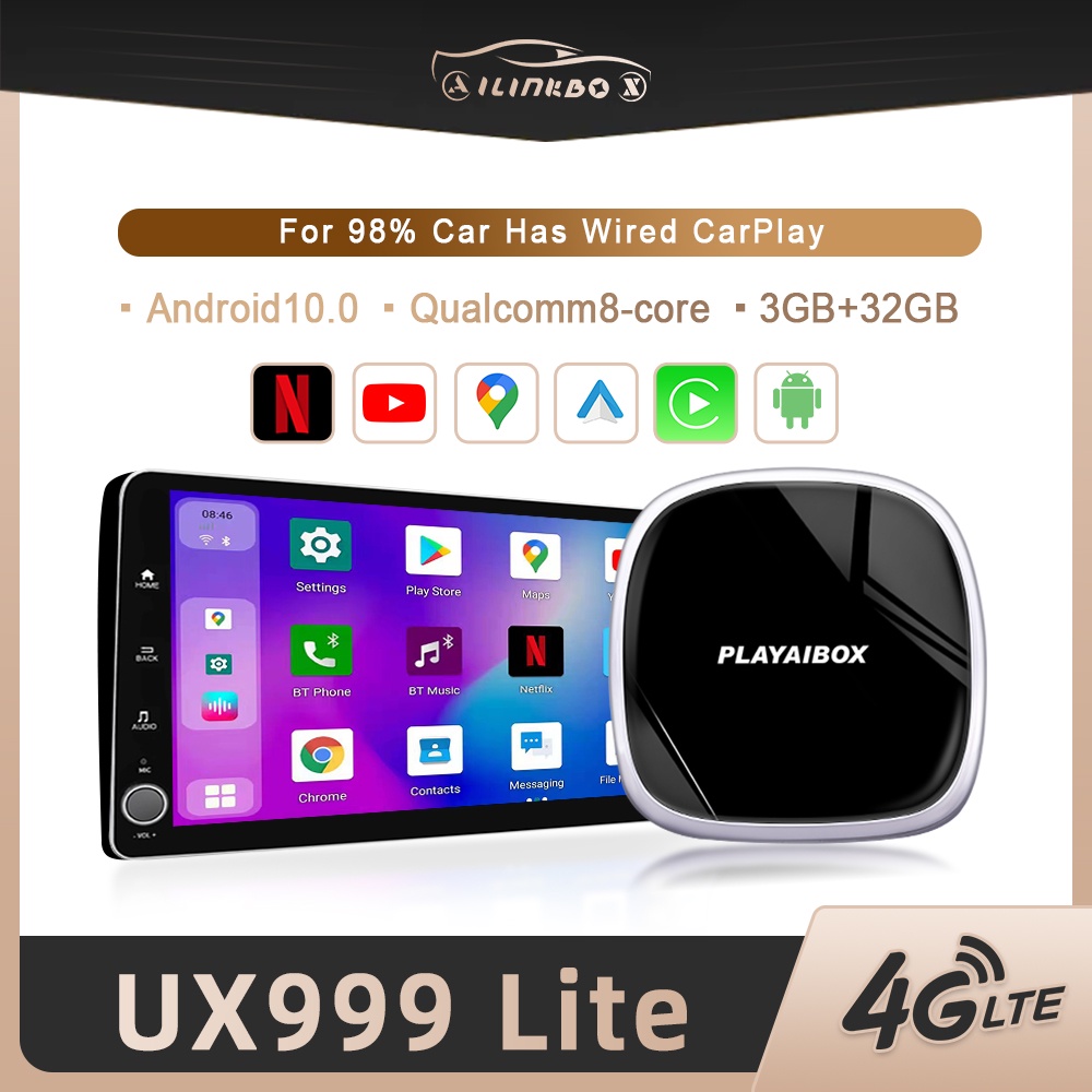 Ailinkbox Wireless CarPlay Ai Tv Box Android Auto 10 System 8Core