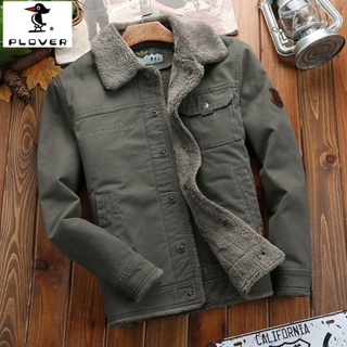 PLOVER Men's Winter Jacket Plush Lining Thermal Plus Size Clothing