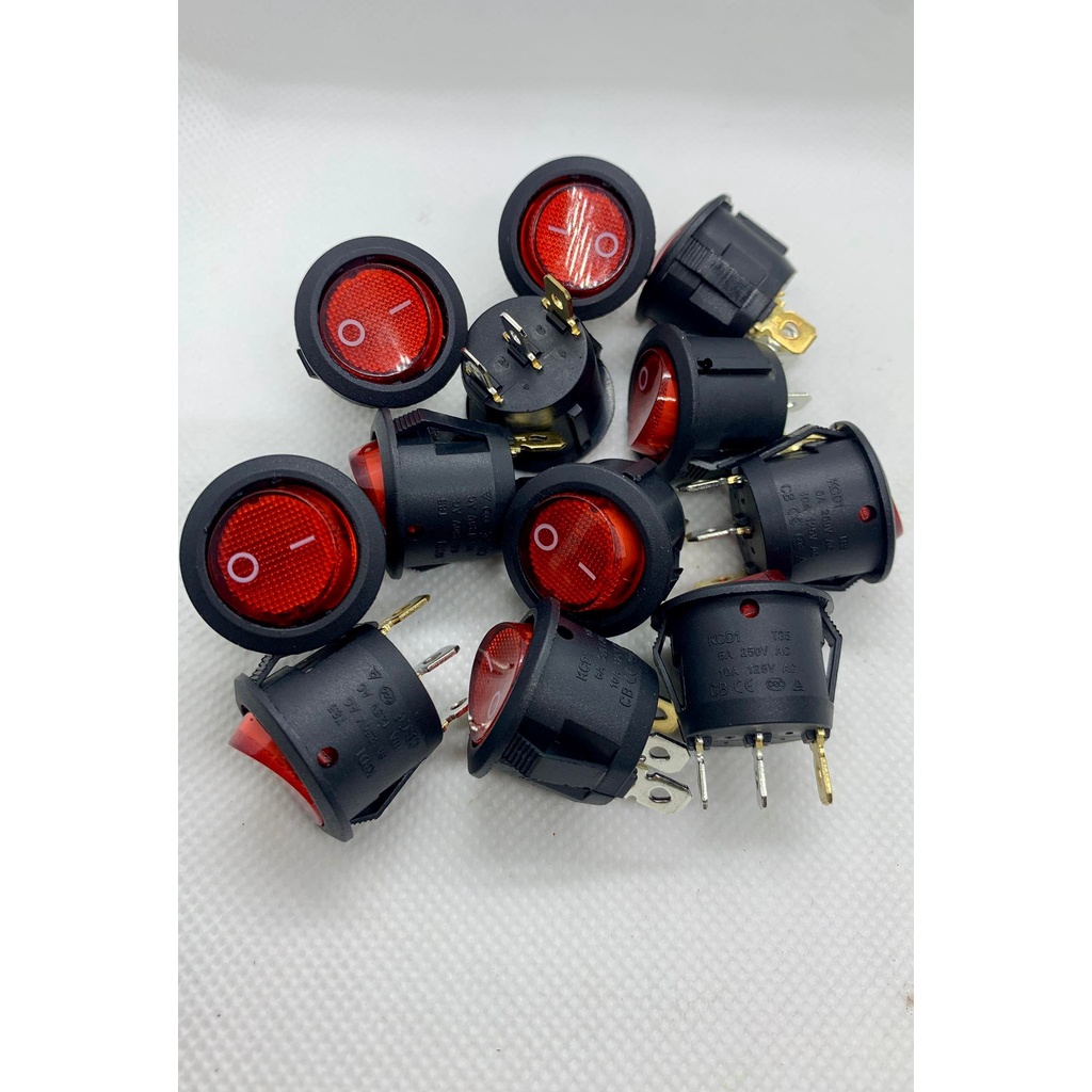 1pc Rocker Switch Red LED Light or black plain(no LED) Toggle ON/OFF