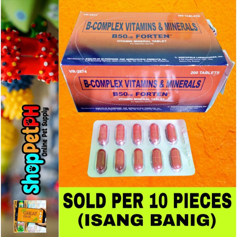 B50/2 FORTEN B-COMPLEX VITAMINS & MINERALS (SOLD PER 10 TABLETS OR 1 BANIG) by SAGUPAAN SUPERFEEDS #1