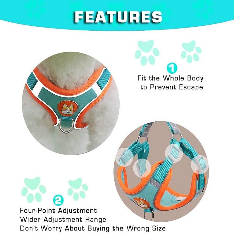Pet Dog Harness With Leash Pet Adjustable Reflective Harness Vest Puppy Harness Vest for Dog Cat