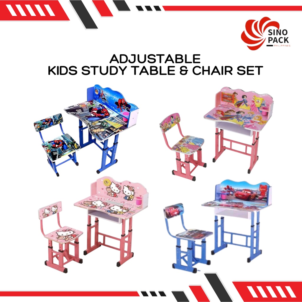 Kids Adjustable Character Study Table Writing Table Study Desk Chair ...