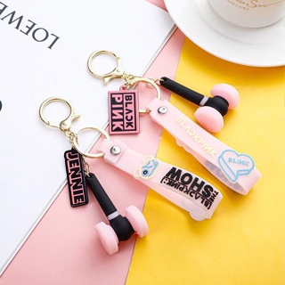 Black blackpink Keychain Cheer Stick Can Light Up Mini Small Pink Hammer School Bag Pendant Lisa jisoo Merchandise #7